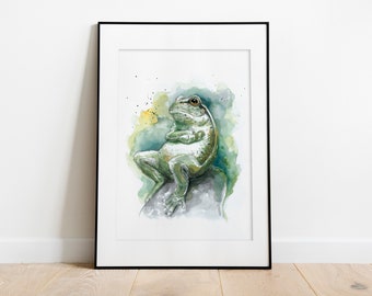 Frog - Handpainted Watercolor Illustration | Limited Fine Art Print | frog lover toad funny animal poster painting