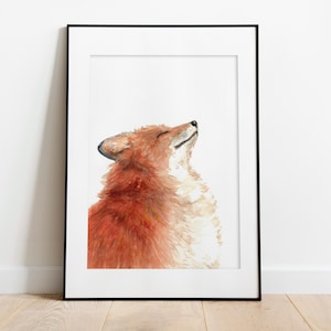 Fuchs - Handgemalte Aquarell-Illustration | Kunstdruck | Niedliches Tierposter Tierlieber Wald Geschenk Rot Orange Beruhigend Ruhig