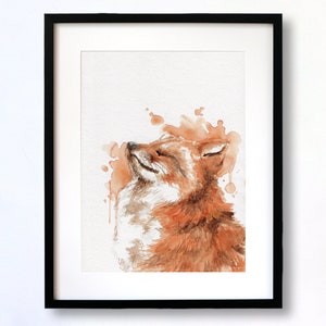 Red Fox Handpainted Watercolor Illustration Limited Fine Art Print Cute Animal Poster Animallover Gift Red Orange Soothing Calm image 2