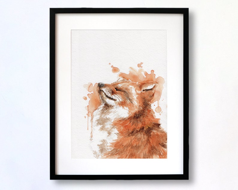 Red Fox Handpainted Watercolor Illustration Limited Fine Art Print Cute Animal Poster Animallover Gift Red Orange Soothing Calm image 2