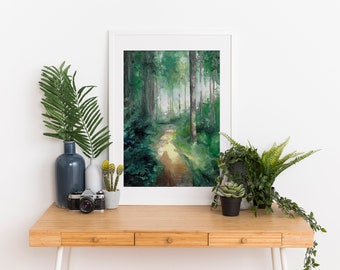 Forest Walk - handpainted watercolor landscape | limited fine art print | illustration | forest poster | gift | nature greenery serene