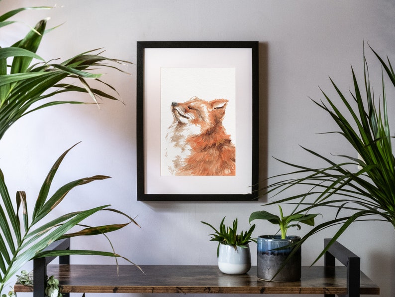 Red Fox Handpainted Watercolor Illustration Limited Fine Art Print Cute Animal Poster Animallover Gift Red Orange Soothing Calm image 9