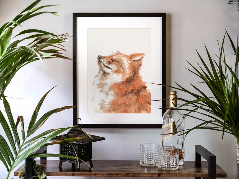 Red Fox Handpainted Watercolor Illustration Limited Fine Art Print Cute Animal Poster Animallover Gift Red Orange Soothing Calm image 8