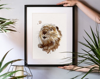 Beaver - fine art print | watercolor illustration | wall art | home decor | animal poster | Castoridae | gift | cute animal painting