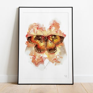 Schmetterling - Handgemalte Aquarell Illustration | Limited Fine Art Print | Butterfly Orange Rot Sommer Tier Elegant Geschenk
