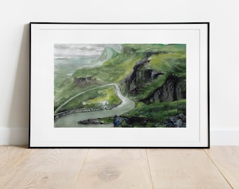 Scottish Highlands - Handpainted Watercolor Landscape | limited fine art print |  Isle of Skye Quiraing | scotland poster | gift | mountains