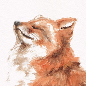 Red Fox Handpainted Watercolor Illustration Limited Fine Art Print Cute Animal Poster Animallover Gift Red Orange Soothing Calm Borderless