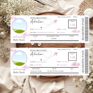 Flugzeugticket-Babyparty-Einladung, Babyparty-Bordkarte einladen, Flugzeugticket einladen, Bordkarte-Dankeschön-Karte