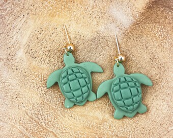Sea Turtle Earrings, Turtle Earrings, Polymer Clay Earrings, Beach Dangle Earrings, Summer Earrings, Ocean Earrings, summer jewelry