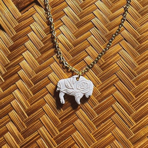 Buffalo Necklace, White Buffalo Necklace, White Bison Pendant, Buffalo Bills