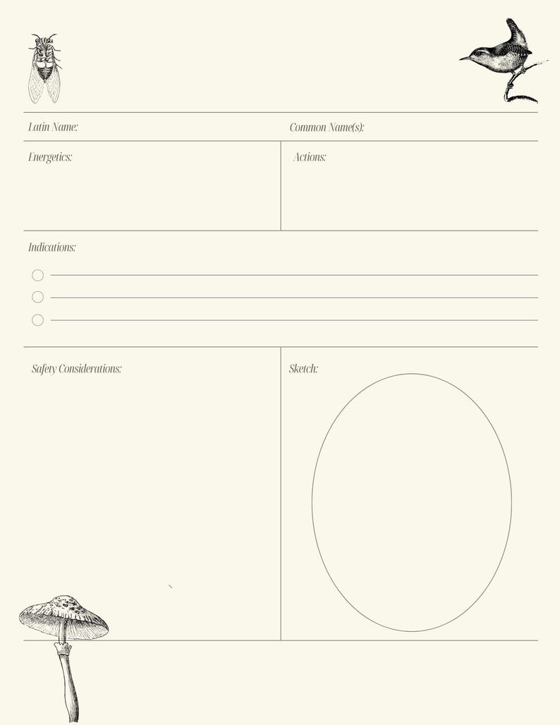 The Herbalist's Notebook -- Printable Pages for Materia Medica ...