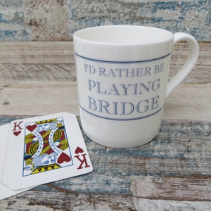 Mug Je jouerais au bridge en porcelaine tendre - 250 ml