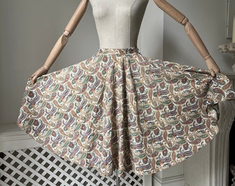 XS 1950's Cotton Paisley Print Circle Skirt