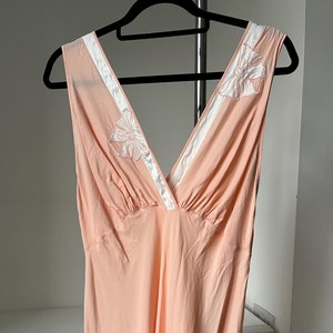 Vintage 1930er 1940er Jahre Rosa Rayon Crepe Schrägschnitt Slip Nachthemd