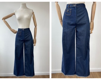 S anni '80 'St. Jeans Michael' a gamba larga in denim blu indaco