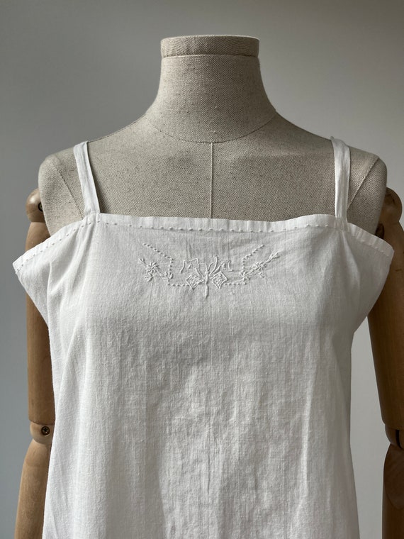 M 1910s Antique Edwardian White Cotton Chemise Tu… - image 3