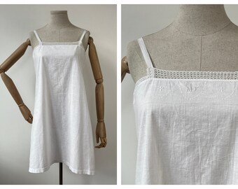 Blusa tipo túnica de algodón blanco eduardiano antiguo de S-L 1910