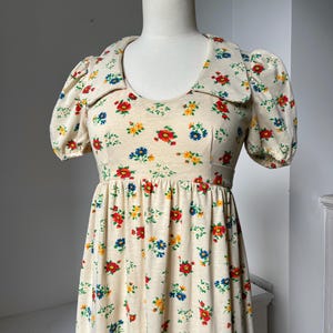Vintage 1970s Pale Yellow Ditsy Babydoll Dress