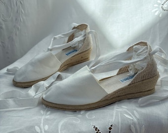 Vintage2000s White Espadrilles Wedge Summer Shoes