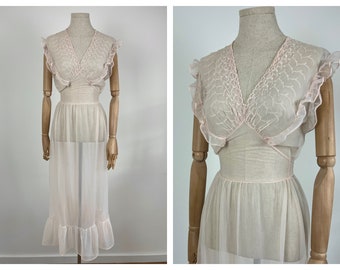 S-M 1950's 'St Michael' Palest Pink Nylon Slip Nightdress