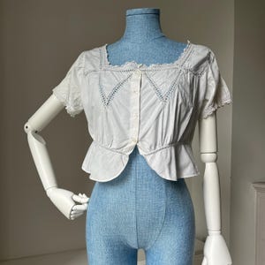 Vintage 1910s Edwardian Corset Cover with Openwork Crochet