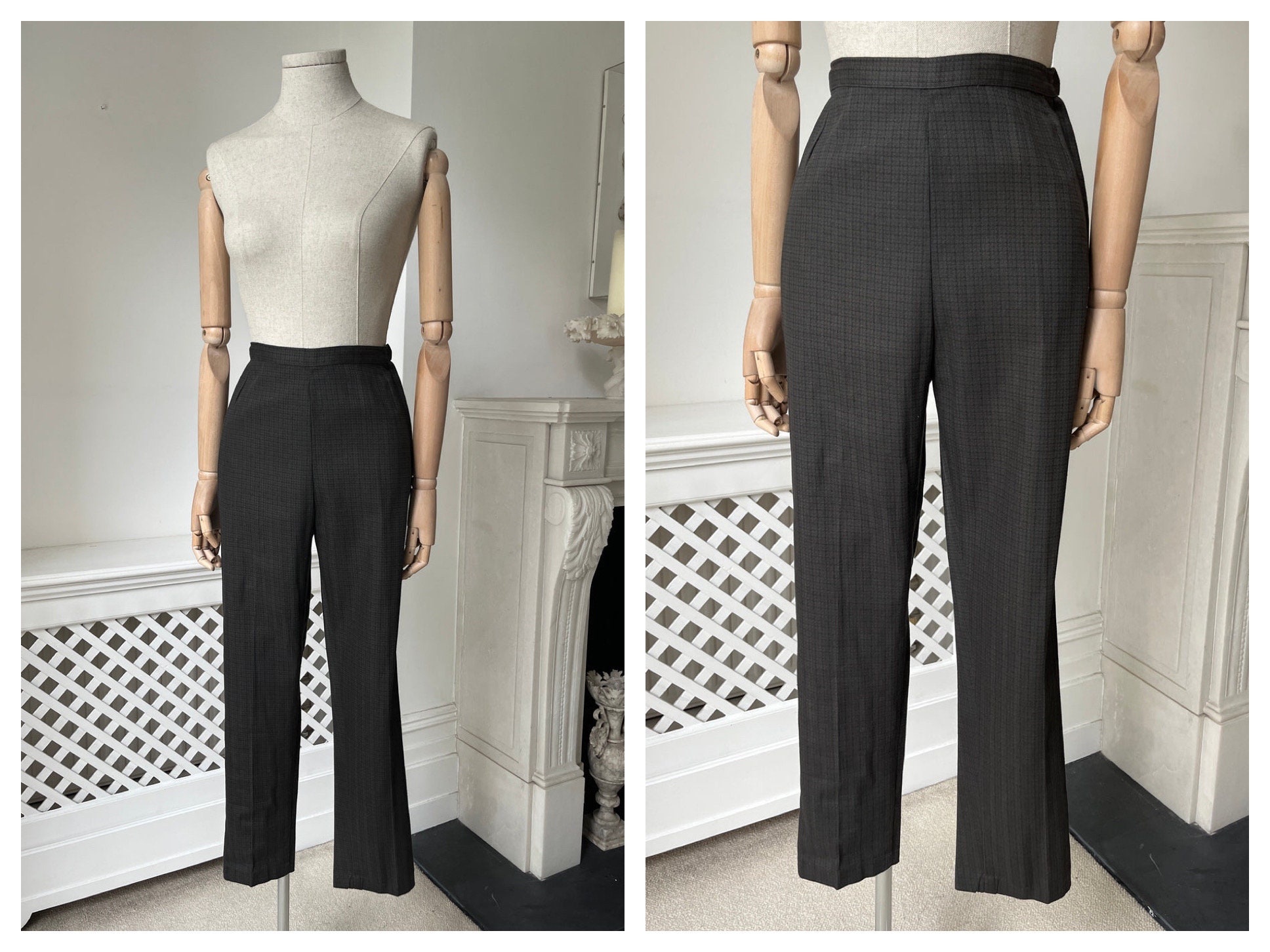 40- women vintage 50s pinup harlequin print high waist Deadly Dames Cigarette  Pant plus size fit