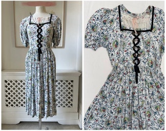 L 1940's Novelty Dirndl Style Dress