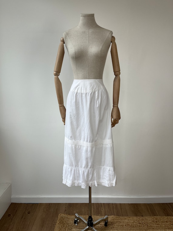 XL 1910s Edwardian Petticoat Skirt with Lace Trim - image 1