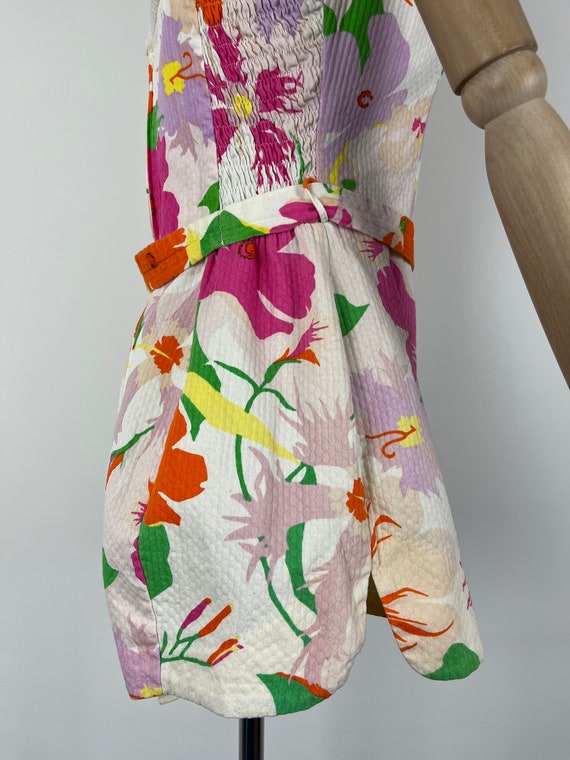 M 1960s 'Broadway' Vibrant Floral Print Cotton Ro… - image 3