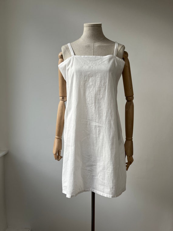 M 1910s Antique Edwardian White Cotton Chemise Tu… - image 2