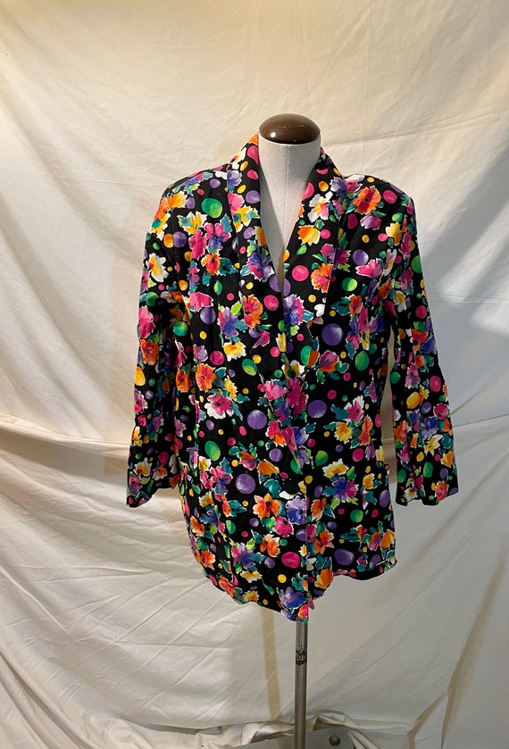 verzameling Beginner Huiswerk Vintage 1980s Plus Size Cotton Multicolor Floral Blazer - Etsy
