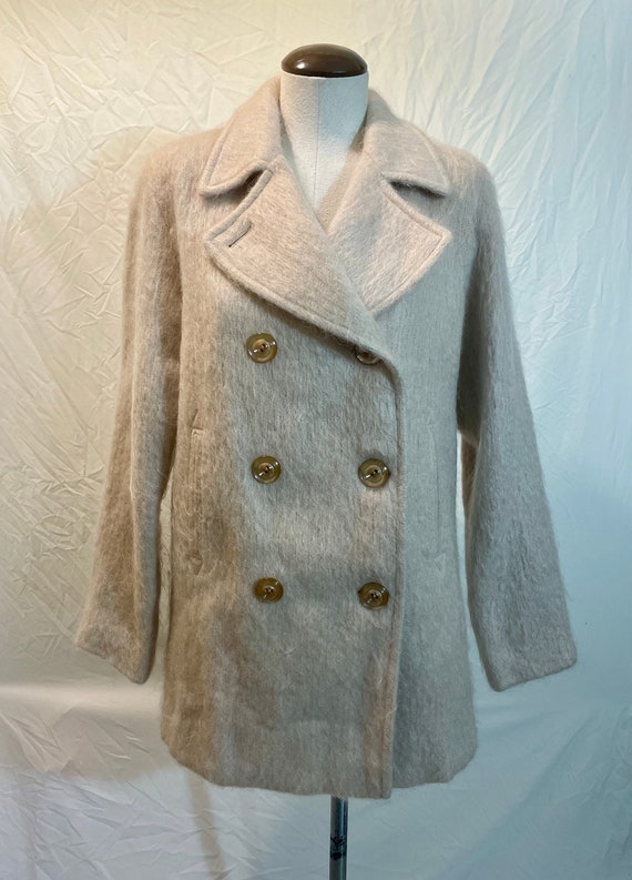 Vintage 1990s Cream Mohair Pea Coat by 