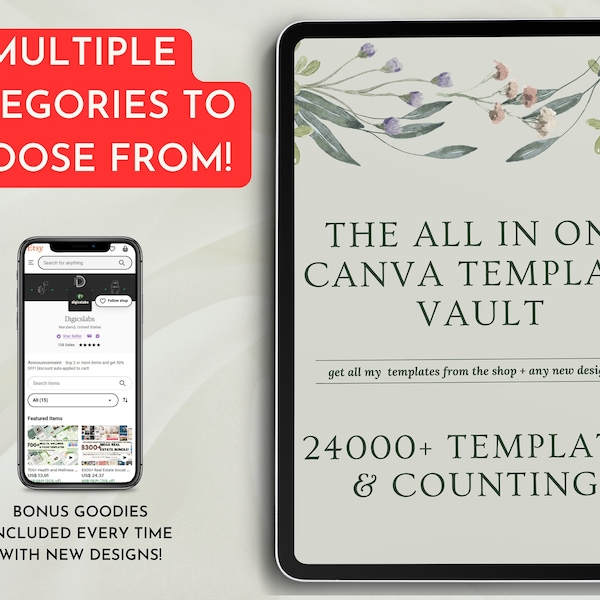The Ultimate Canva Vault, Canva Membership, Editable Templates, Full Store Access, Social Media Manager, For every business!