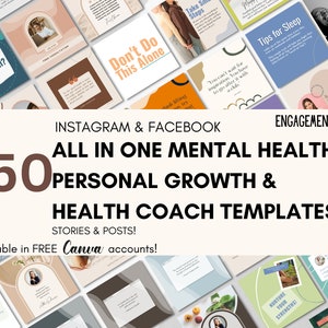Mental health Instagram templates, Mental health posts, Mental health social media, Self-love templates, Self-care templates, Wellness posts