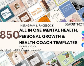 Instagram-Vorlagen für psychische Gesundheit, Beiträge zur psychischen Gesundheit, Social Media für psychische Gesundheit, Vorlagen für Selbstliebe, Vorlagen für Selbstpflege, Wellness-Beiträge