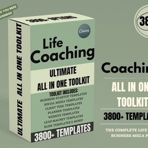 All In One Life Coaching Toolkit, Life Coaching worksheets, Online Digital Course Creator Toolkit, Coaching Resources for Coaching Business.