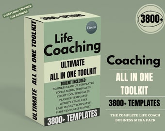 All-in-One-Life-Coaching-Toolkit, Arbeitsblätter für Lebenscoaching, Online-Digital-Course-Creator-Toolkit, Coaching-Ressourcen für Coaching Business.