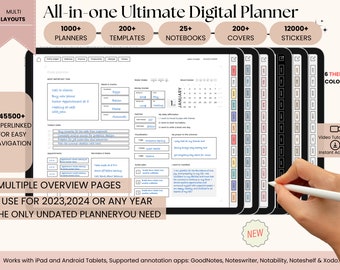 All in one Digital Planner 2025 Digital Planner Undated Digital Planner Goodnotes Planner Digital Planner iPad Planner Goodnote