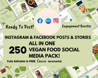 250 Vegan Nutrition Canva Templates For Social Media Engagement Booster Ready To Use Templates Food Nutrition influencer media kit