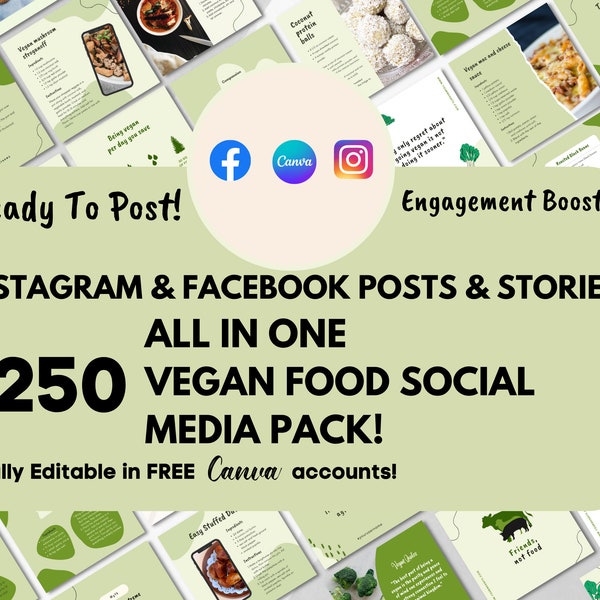 250 Vegan Nutrition Canva Templates For Social Media Engagement Booster Ready To Use Templates Food Nutrition influencer media kit