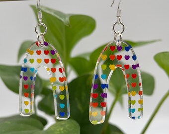 Rainbow Heart Earrings | Pride Earrings | Love | Valentine's Day  | Valentine's Gift | LGBTQ