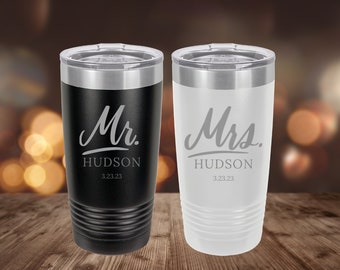 Bride and Groom Personalized Tumbler Set, Mr. and Mrs. Tumblers Wedding Gift, Anniversary Gift