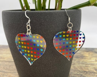 Rainbow Heart Earrings | Pride Earrings | Love | Valentine's Day  | Valentine's Gift | LGBTQ