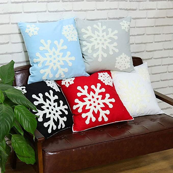 Embroided Snowflake Christmas Pillowcase Set of 2 Etsy