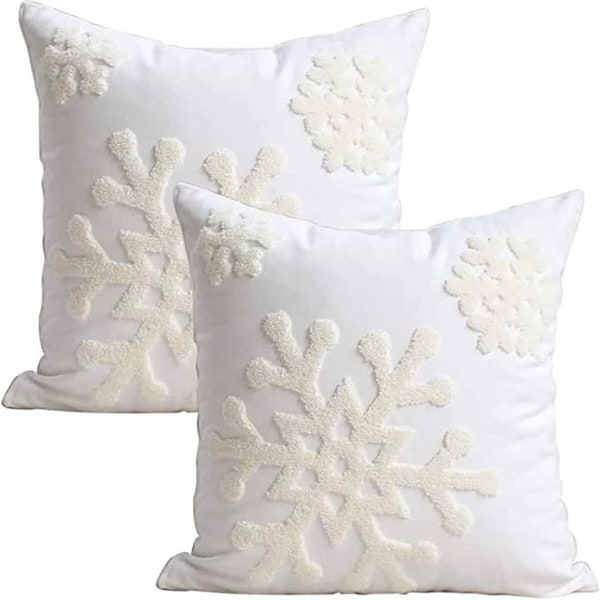 Embroided Snowflake Christmas Pillowcase Set of 2