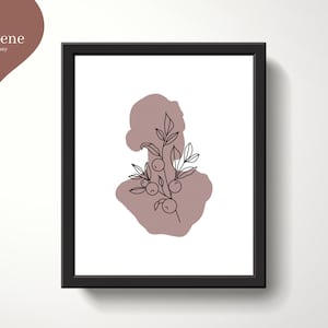 Beige Göttin Büste Kunstdruck: minimalistischer griechischer Olivenzweig (Digitaler Download)