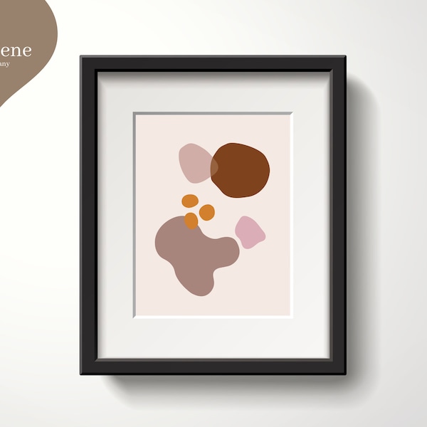 Pale Mauve Lavender Rust Ochre Abstract Organic Shapes Art Print, Digital Download, Warm Earthy Blobs, Minimalist Boho Contemporary Wall Art