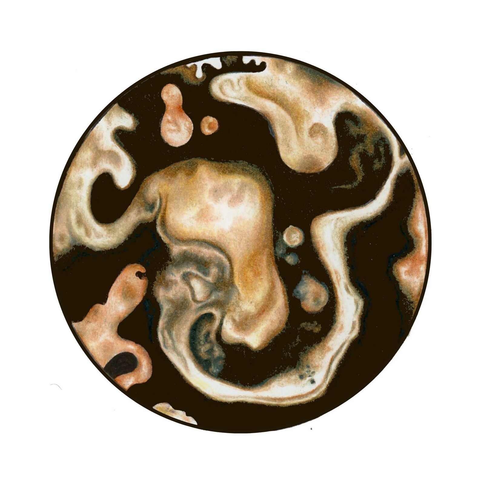 Abstract Espresso Swirl Circle Art Print, Digital Download, Black