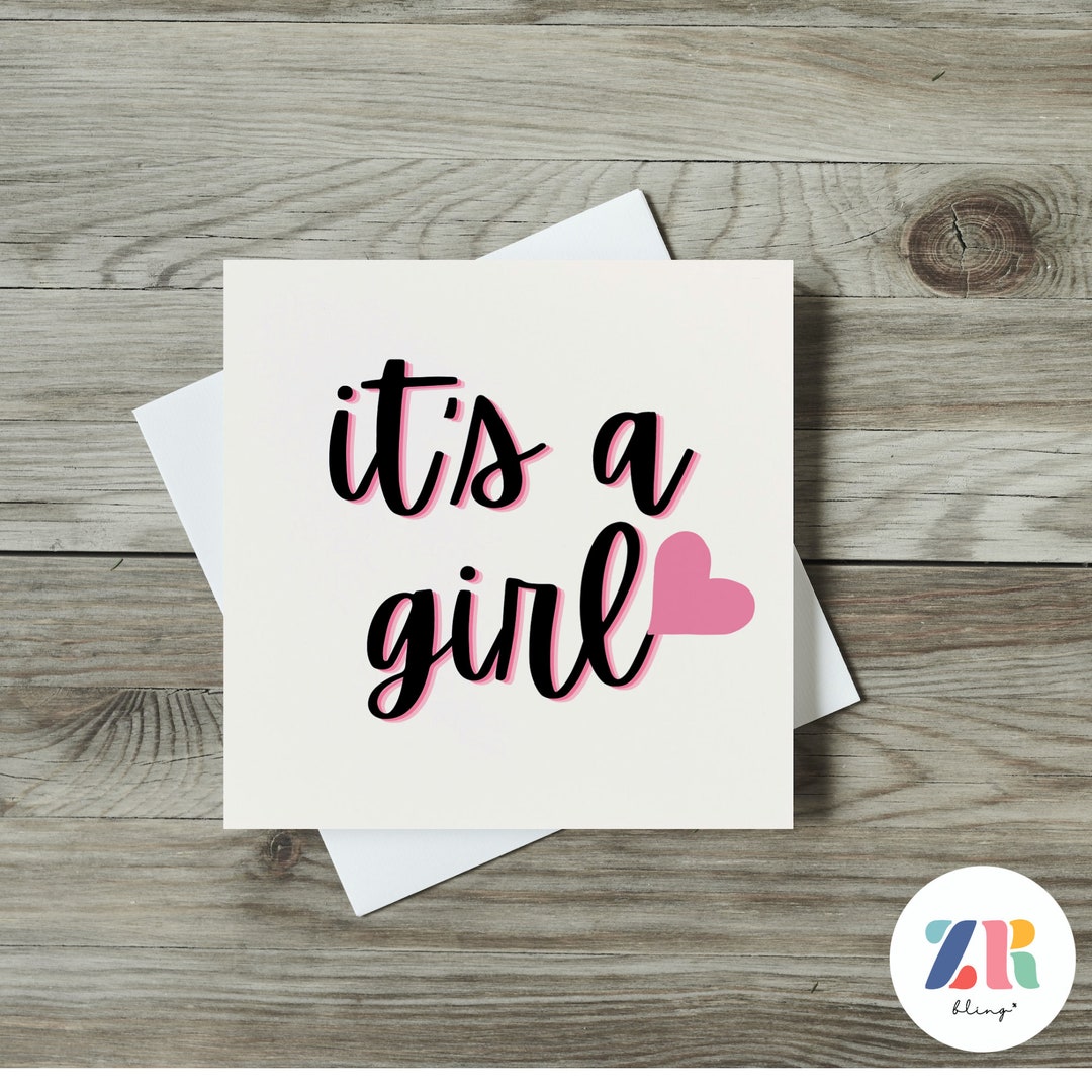 Its a Girl Card Baby Girl Card Baby Shower Card Birth Announcement Card