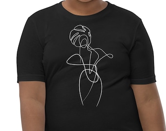 African Queen, Black Queen, African tee, Black Girl Magic, Brown Skin Girl, Line art woman, African Queen Crown, Gele Tee,  Line art tshirt